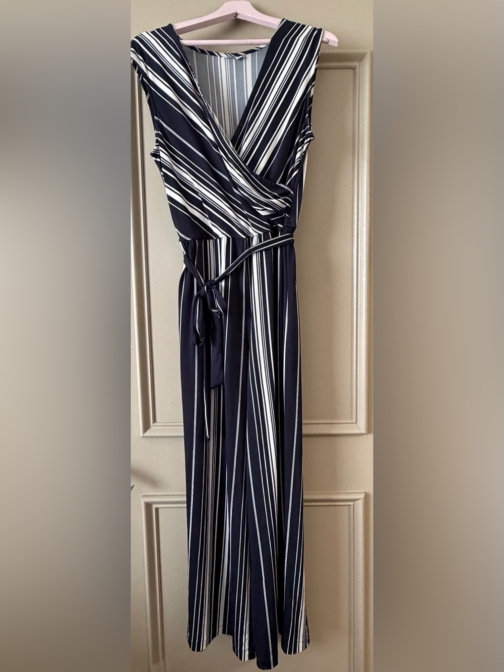 Navy and White Striped jumpsuit